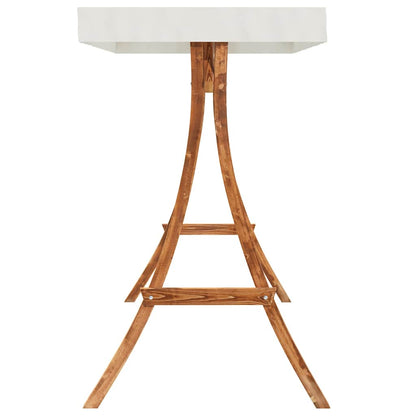 313937 vidaXL Swing Frame with Cream Roof Solid Bent Wood with Teak Finish 5