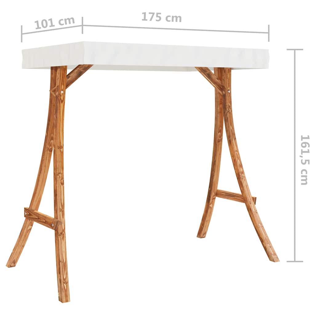 313937 vidaXL Swing Frame with Cream Roof Solid Bent Wood with Teak Finish 6