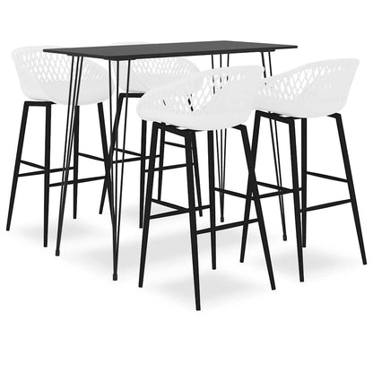 vidaXL 5 Piece Bar Set Black and White 1