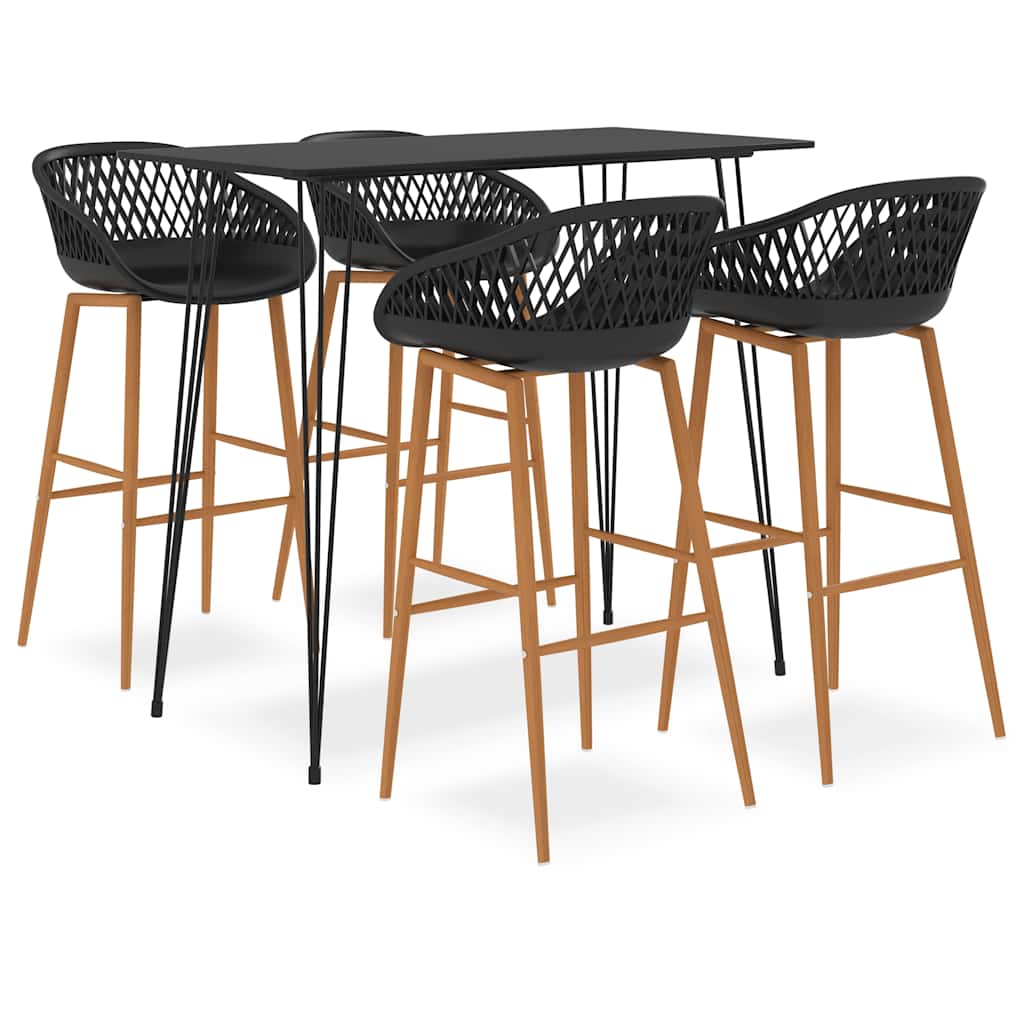vidaXL 5 Piece Bar Set Black 1