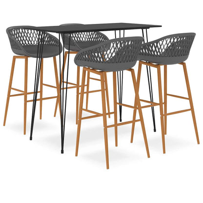 vidaXL 5 Piece Bar Set Black and Grey 1