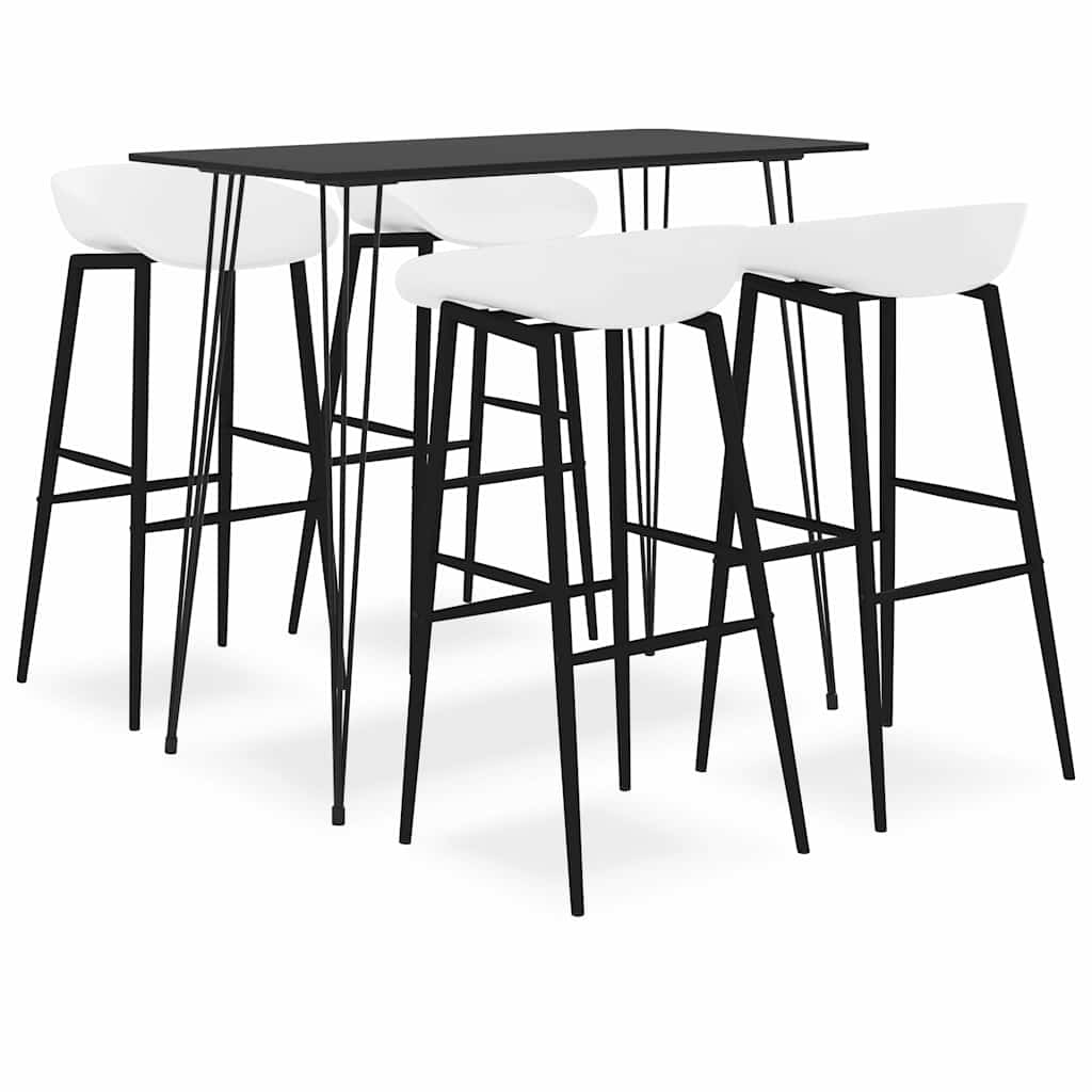 vidaXL 5 Piece Bar Set Black and White 1