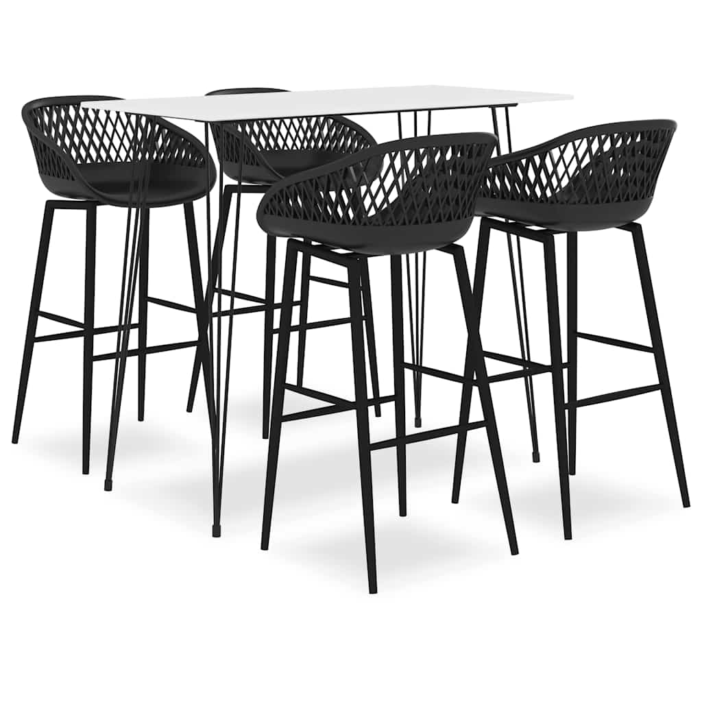 vidaXL 5 Piece Bar Set White and Black 1
