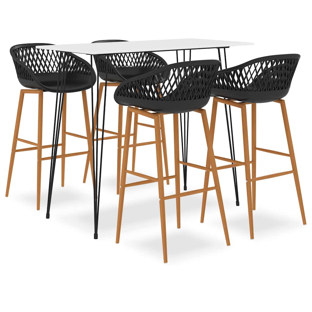 vidaXL 5 Piece Bar Set White and Black 1