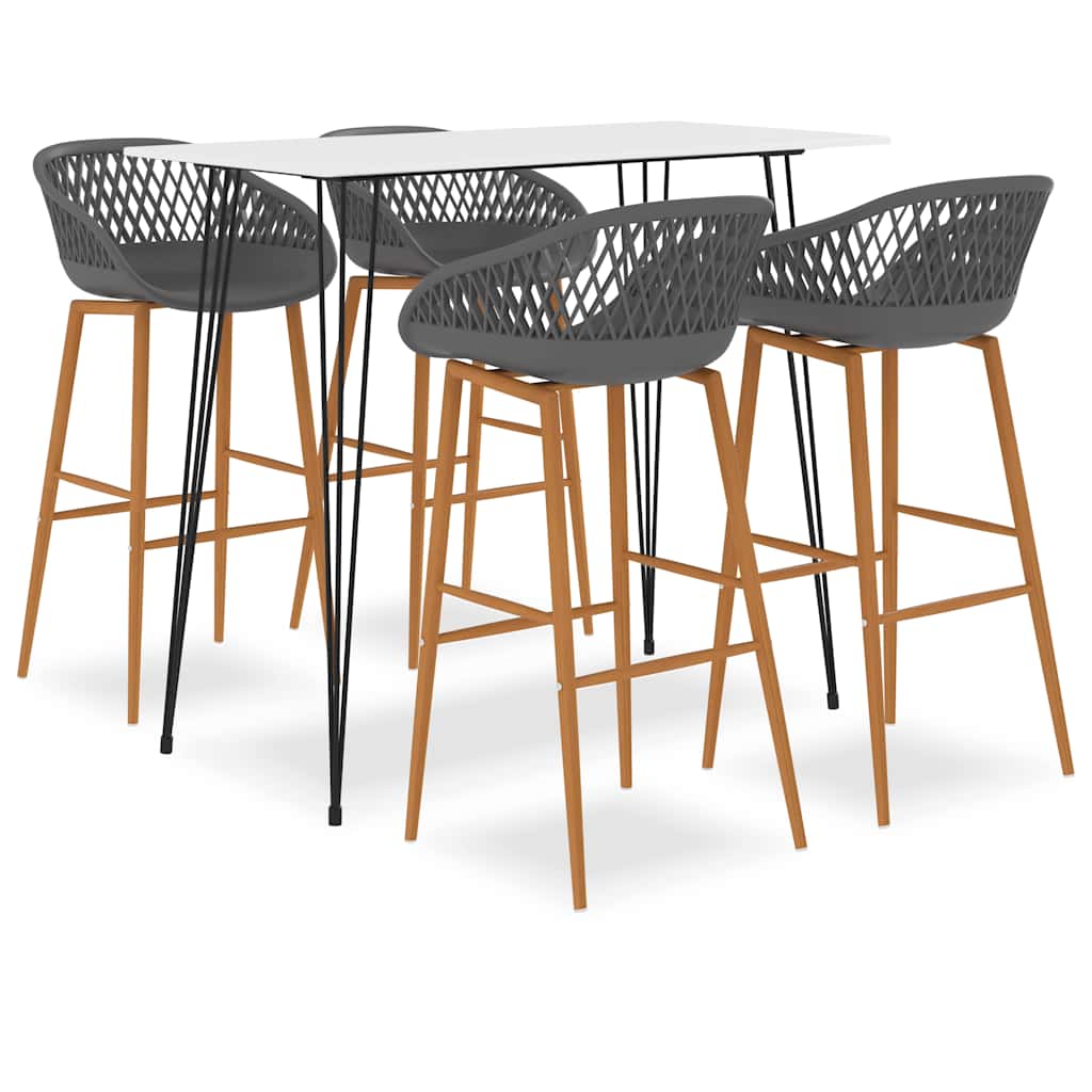vidaXL 5 Piece Bar Set White and Grey 1