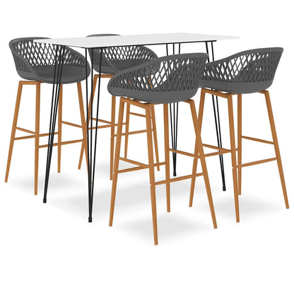 vidaXL 5 Piece Bar Set White and Grey 1