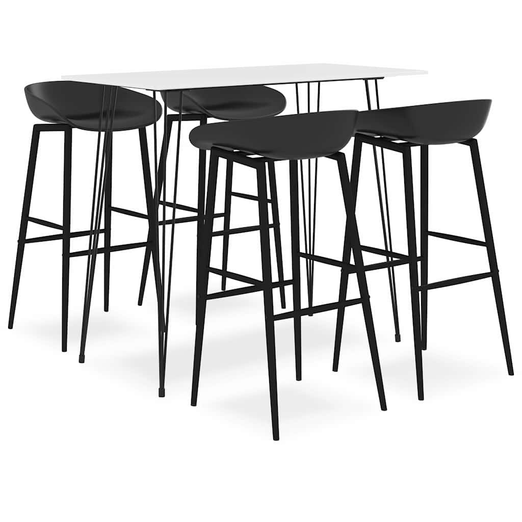vidaXL 5 Piece Bar Set White and Black 1