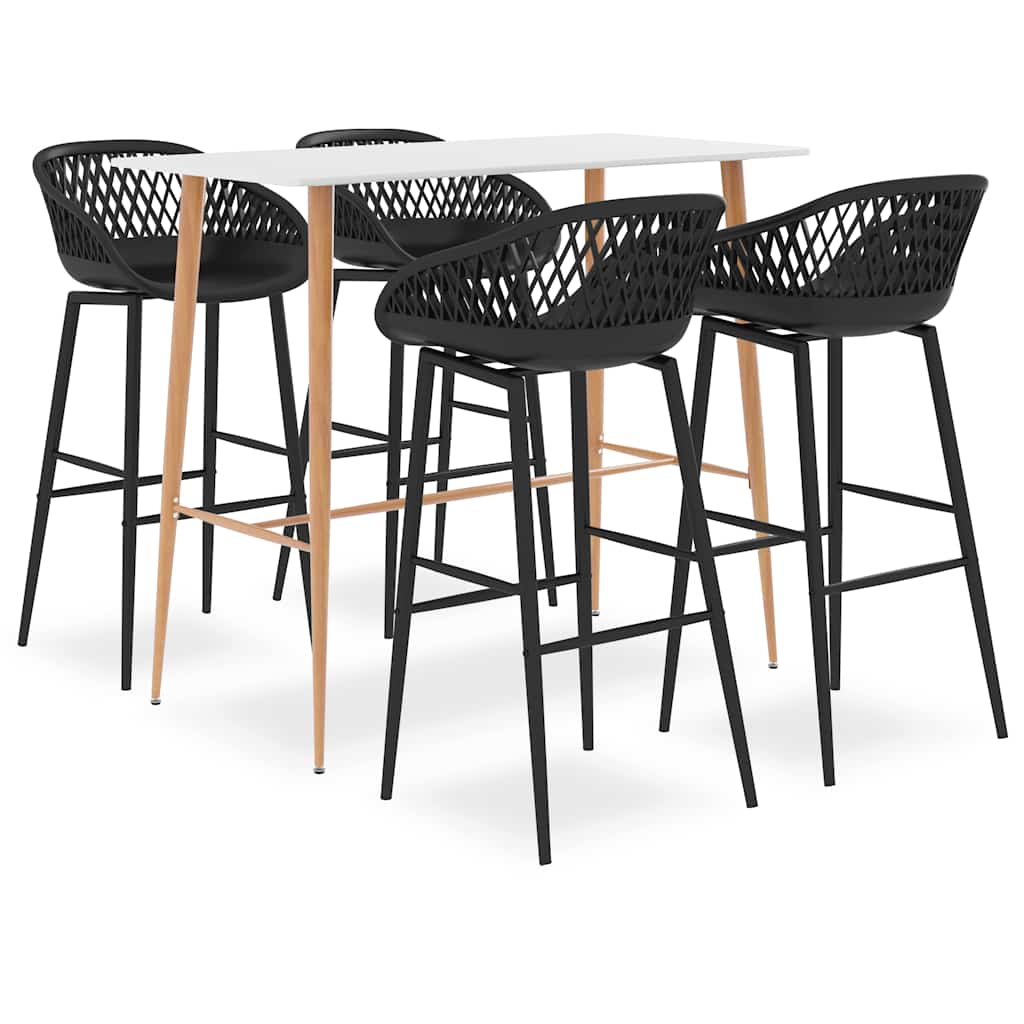 vidaXL 5 Piece Bar Set White and Black 1