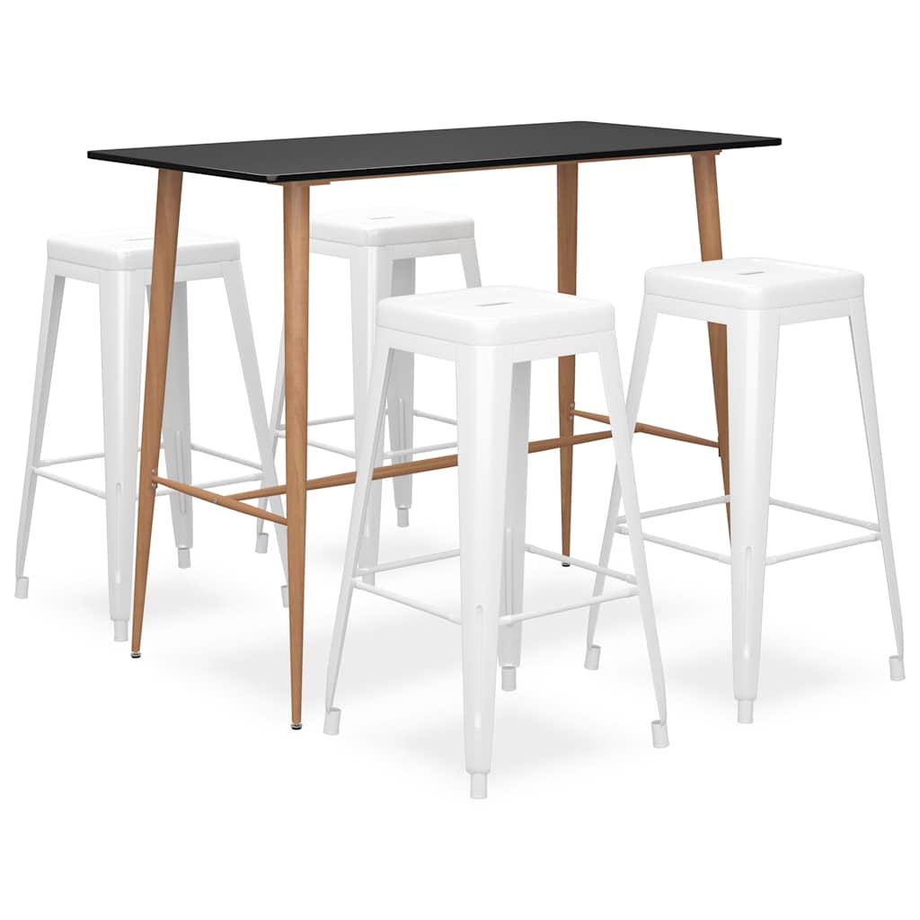 vidaXL 5 Piece Bar Set Black and White 1
