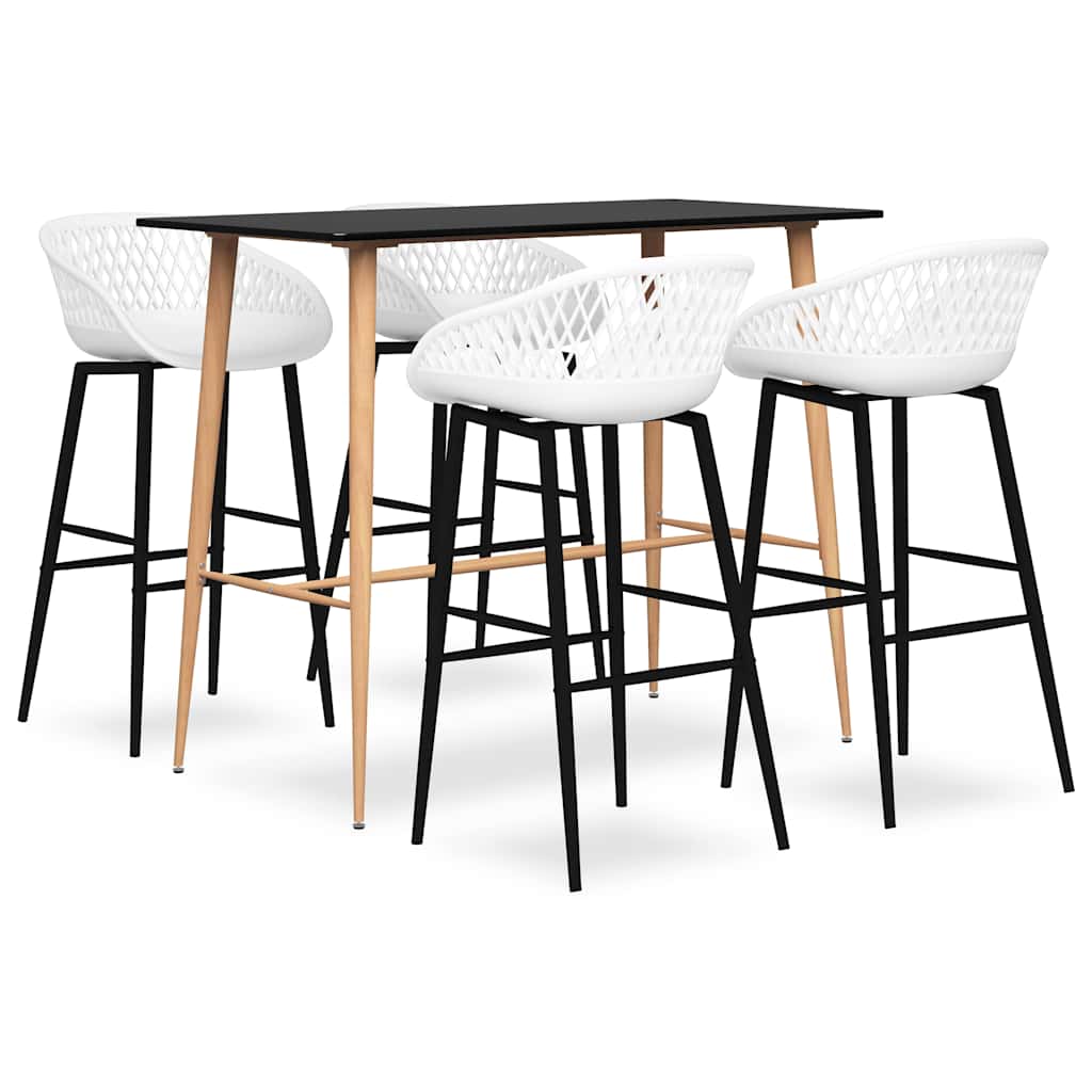vidaXL 5 Piece Bar Set Black and White 1