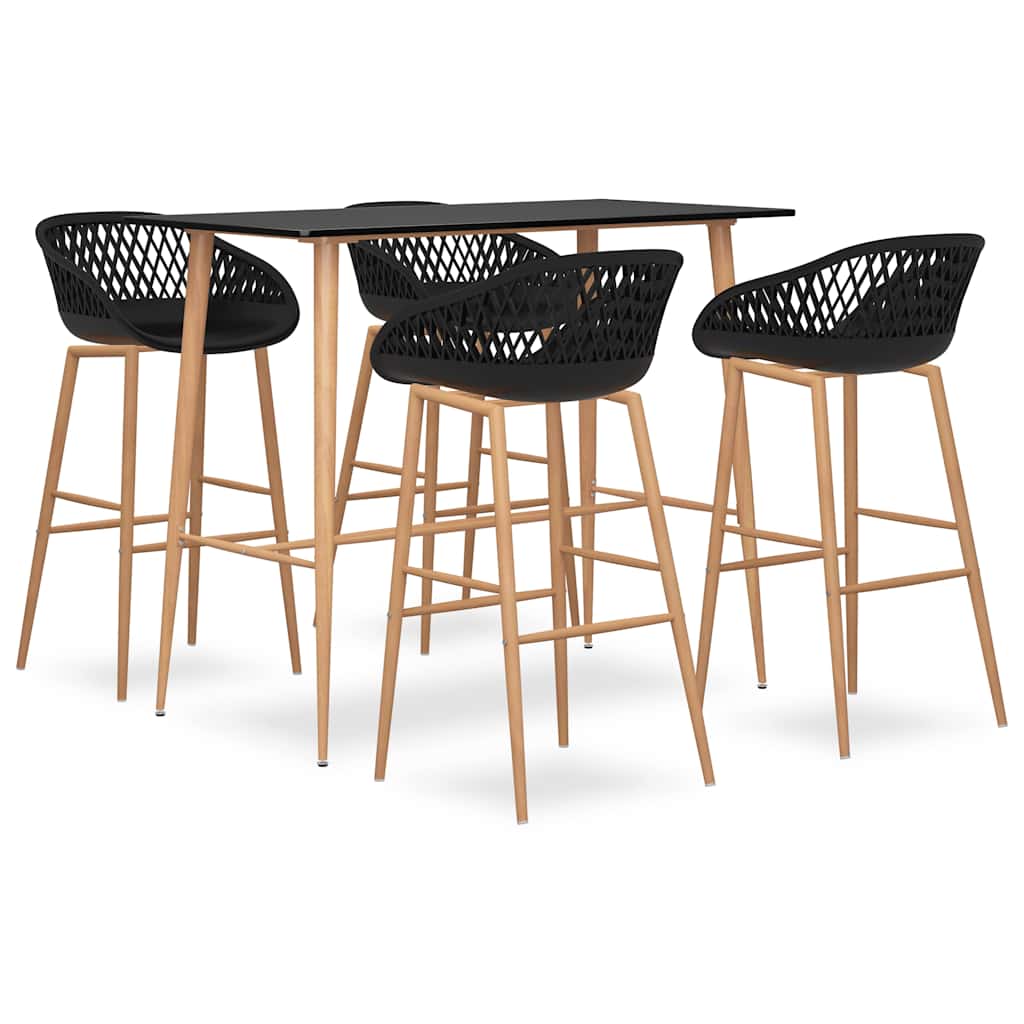 vidaXL 5 Piece Bar Set Black 1