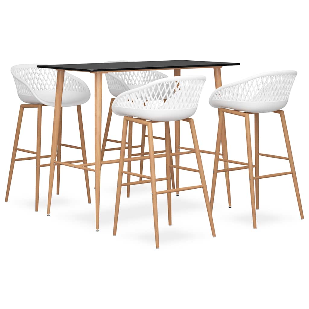 vidaXL 5 Piece Bar Set Black and White 1