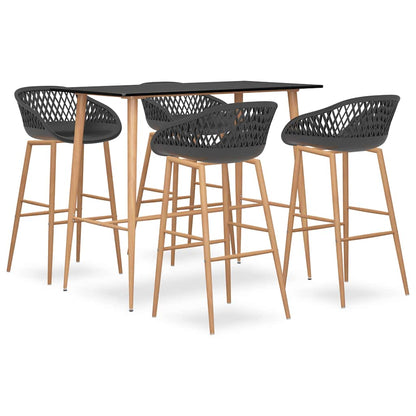 vidaXL 5 Piece Bar Set Black and Grey 1