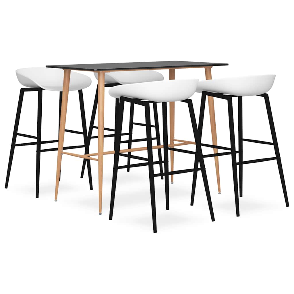 vidaXL 5 Piece Bar Set Black and White 1