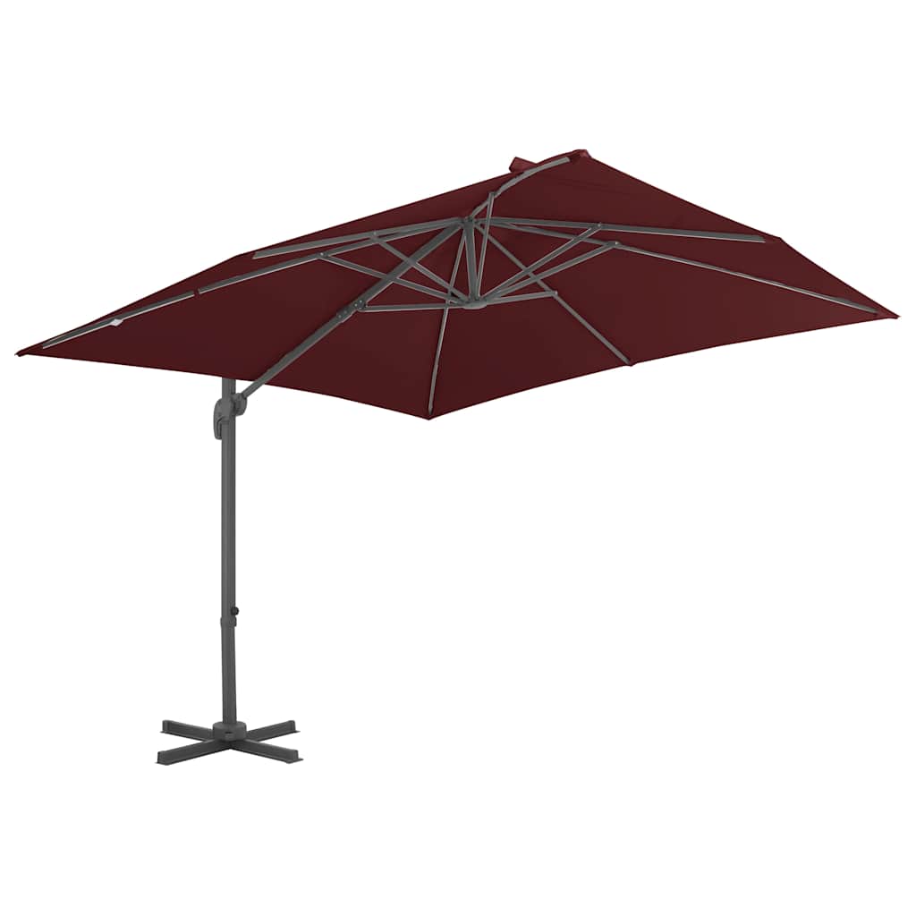 vidaXL Cantilever Garden Parasol with Pole Bordeaux Red 400x300 cm 2