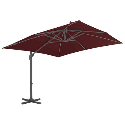 vidaXL Cantilever Garden Parasol with Pole Bordeaux Red 400x300 cm 2
