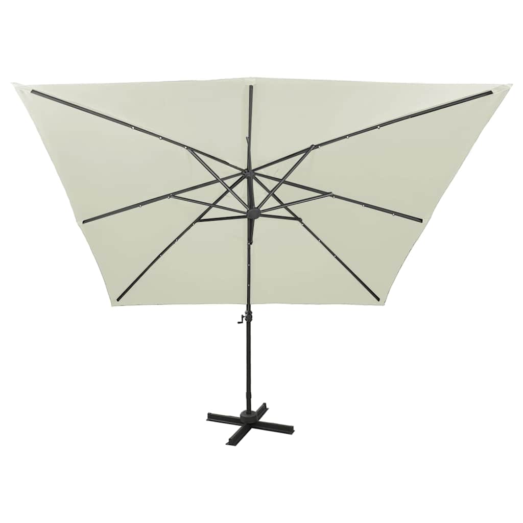 vidaXL Cantilever Garden Parasol with Pole and LED Lights Sand 300 cm 3