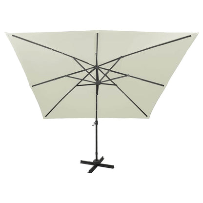 Cantilever Garden Parasol with Pole and LED 300 cm Sand