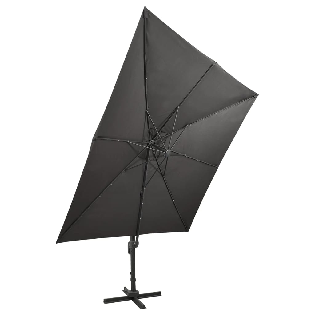 vidaXL Cantilever Garden Parasol with Pole and LED Anthracite 300 cm 4
