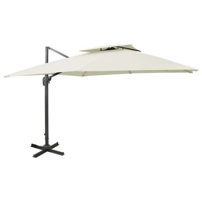 312368 vidaXL Cantilever Garden Parasol with Double Top 300x300 cm Sand 1