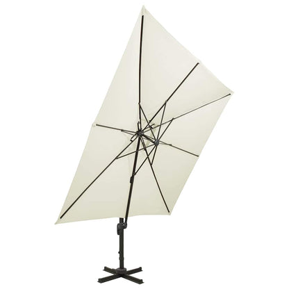 312368 vidaXL Cantilever Garden Parasol with Double Top 300x300 cm Sand 2