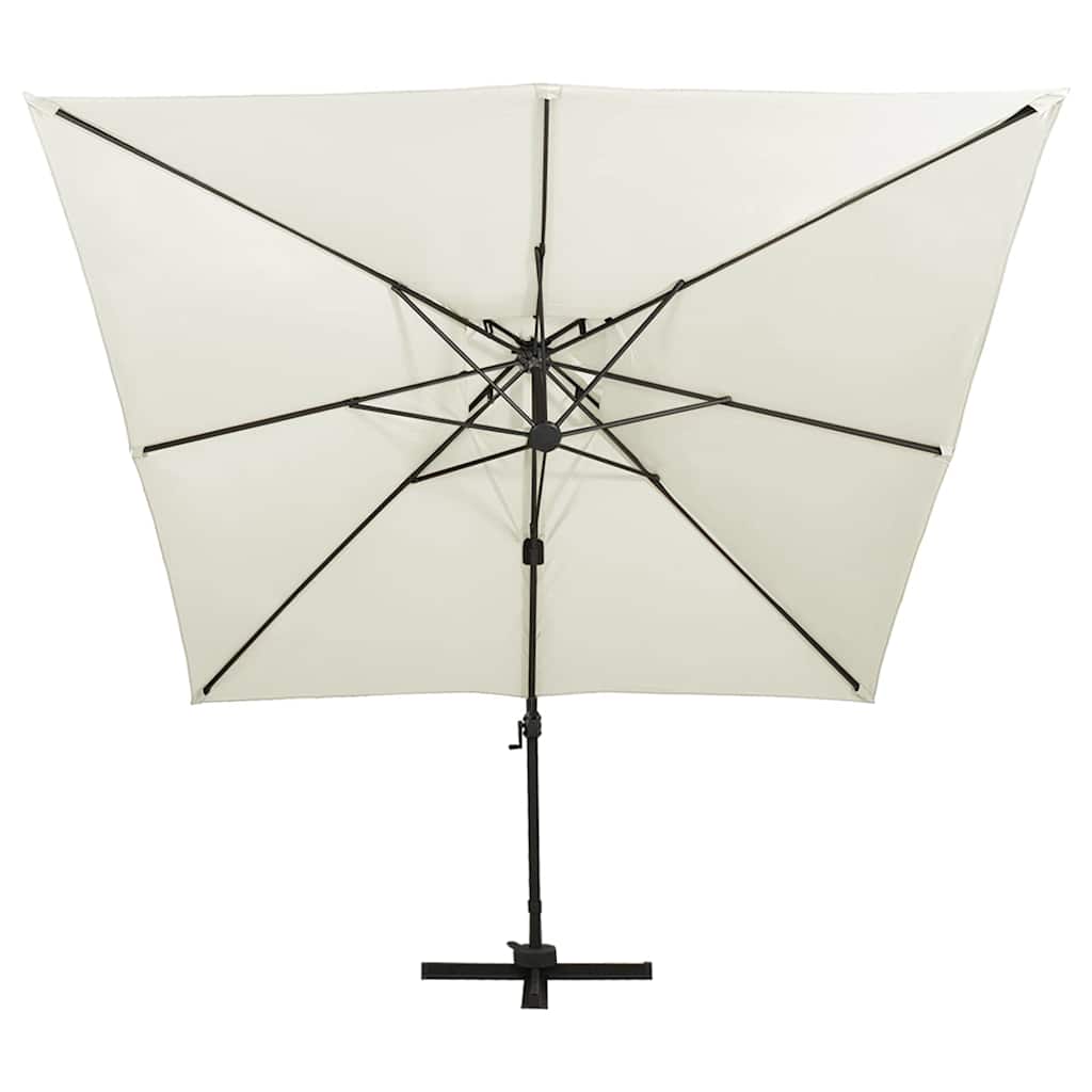 312368 vidaXL Cantilever Garden Parasol with Double Top 300x300 cm Sand 3