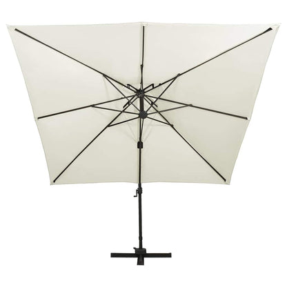312368 vidaXL Cantilever Garden Parasol with Double Top 300x300 cm Sand 3