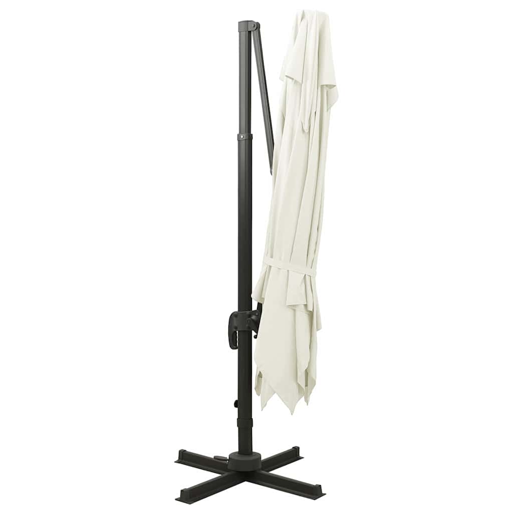 312368 vidaXL Cantilever Garden Parasol with Double Top 300x300 cm Sand 5