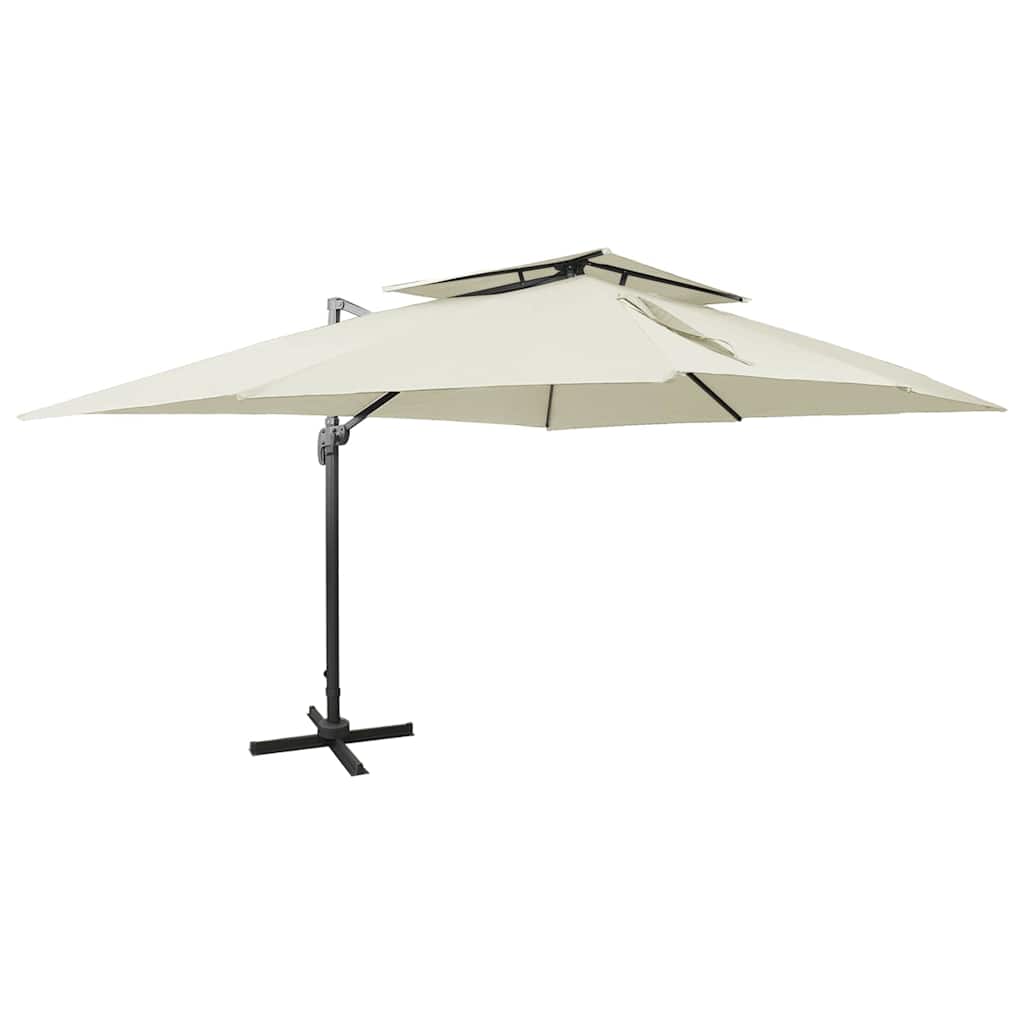 312369 vidaXL Cantilever Garden Parasol with Double Top Sand 400x300 cm 1