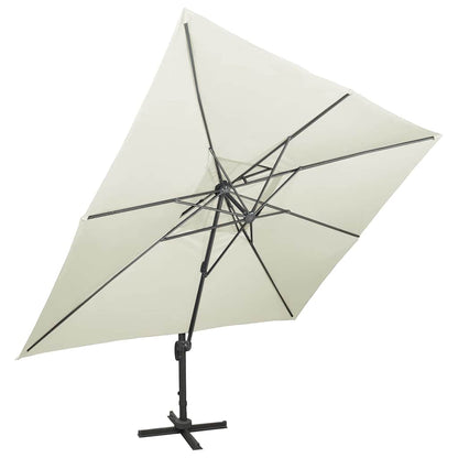 312369 vidaXL Cantilever Garden Parasol with Double Top Sand 400x300 cm 2