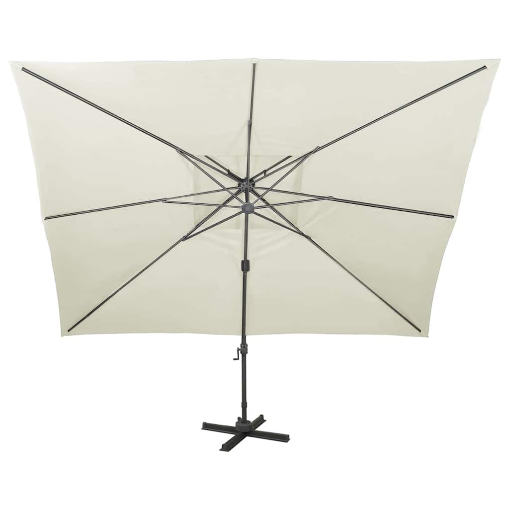 312369 vidaXL Cantilever Garden Parasol with Double Top Sand 400x300 cm 3