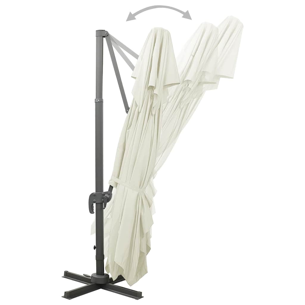 312369 vidaXL Cantilever Garden Parasol with Double Top Sand 400x300 cm 6