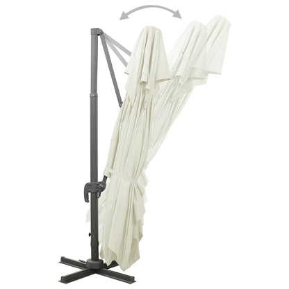 312369 vidaXL Cantilever Garden Parasol with Double Top Sand 400x300 cm 6