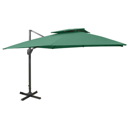 312370 vidaXL Cantilever Garden Parasol with Double Top 300x300 cm Green 1