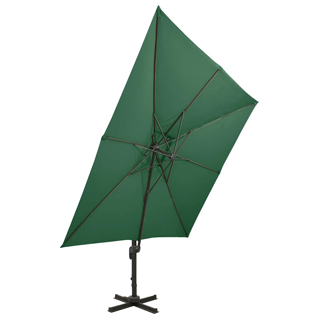 312370 vidaXL Cantilever Garden Parasol with Double Top 300x300 cm Green 2
