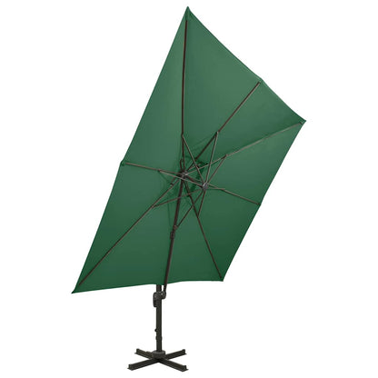 312370 vidaXL Cantilever Garden Parasol with Double Top 300x300 cm Green 2