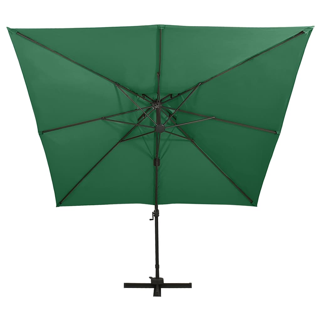 312370 vidaXL Cantilever Garden Parasol with Double Top 300x300 cm Green 3