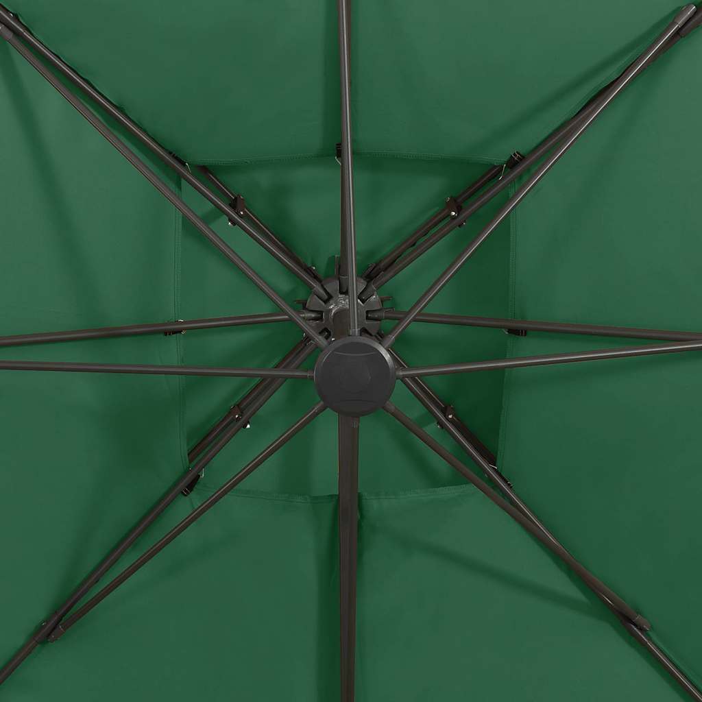 312370 vidaXL Cantilever Garden Parasol with Double Top 300x300 cm Green 5