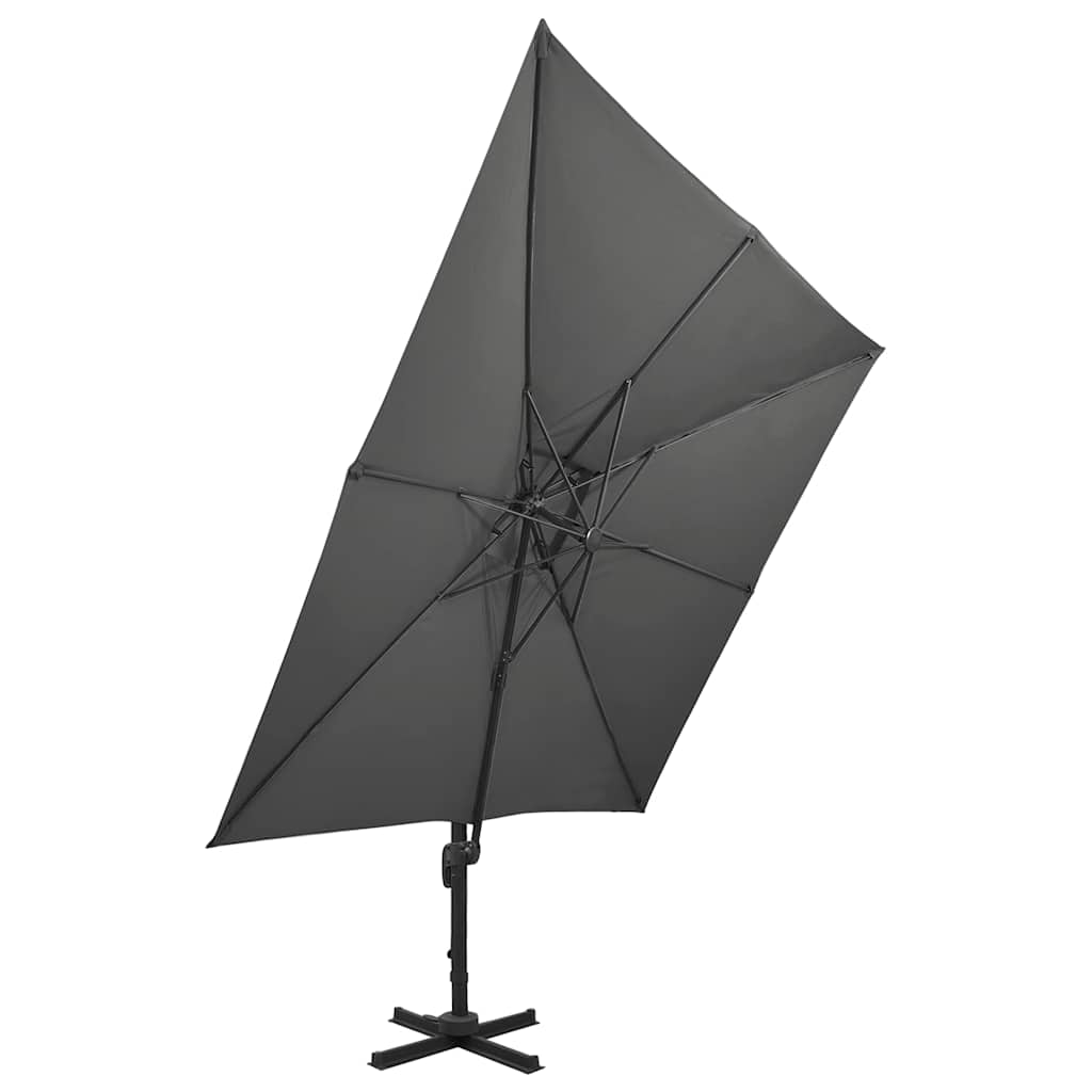 312372 vidaXL Cantilever Garden Parasol with Double Top 300x300 cm Anthracite 3
