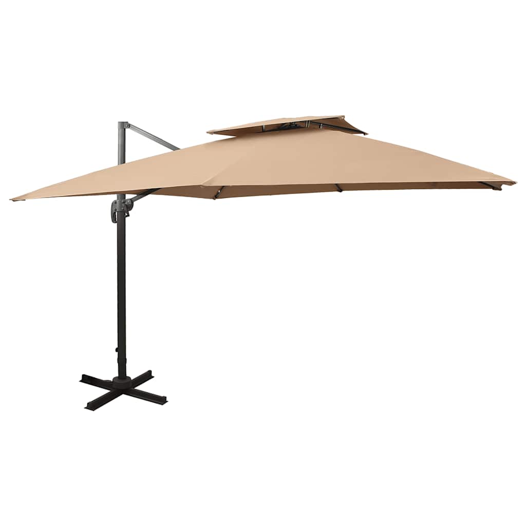 312374 vidaXL Cantilever Garden Parasol with Double Top 300x300 cm Taupe 1