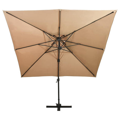 312374 vidaXL Cantilever Garden Parasol with Double Top 300x300 cm Taupe 3