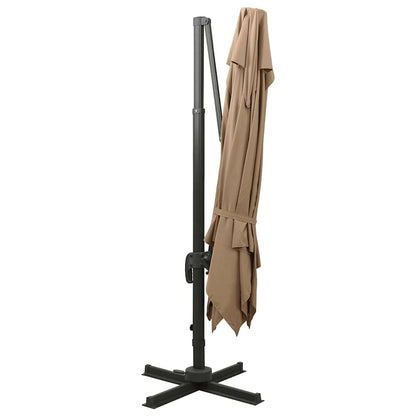 312374 vidaXL Cantilever Garden Parasol with Double Top 300x300 cm Taupe 6