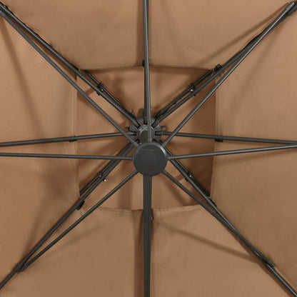 312374 vidaXL Cantilever Garden Parasol with Double Top 300x300 cm Taupe 4