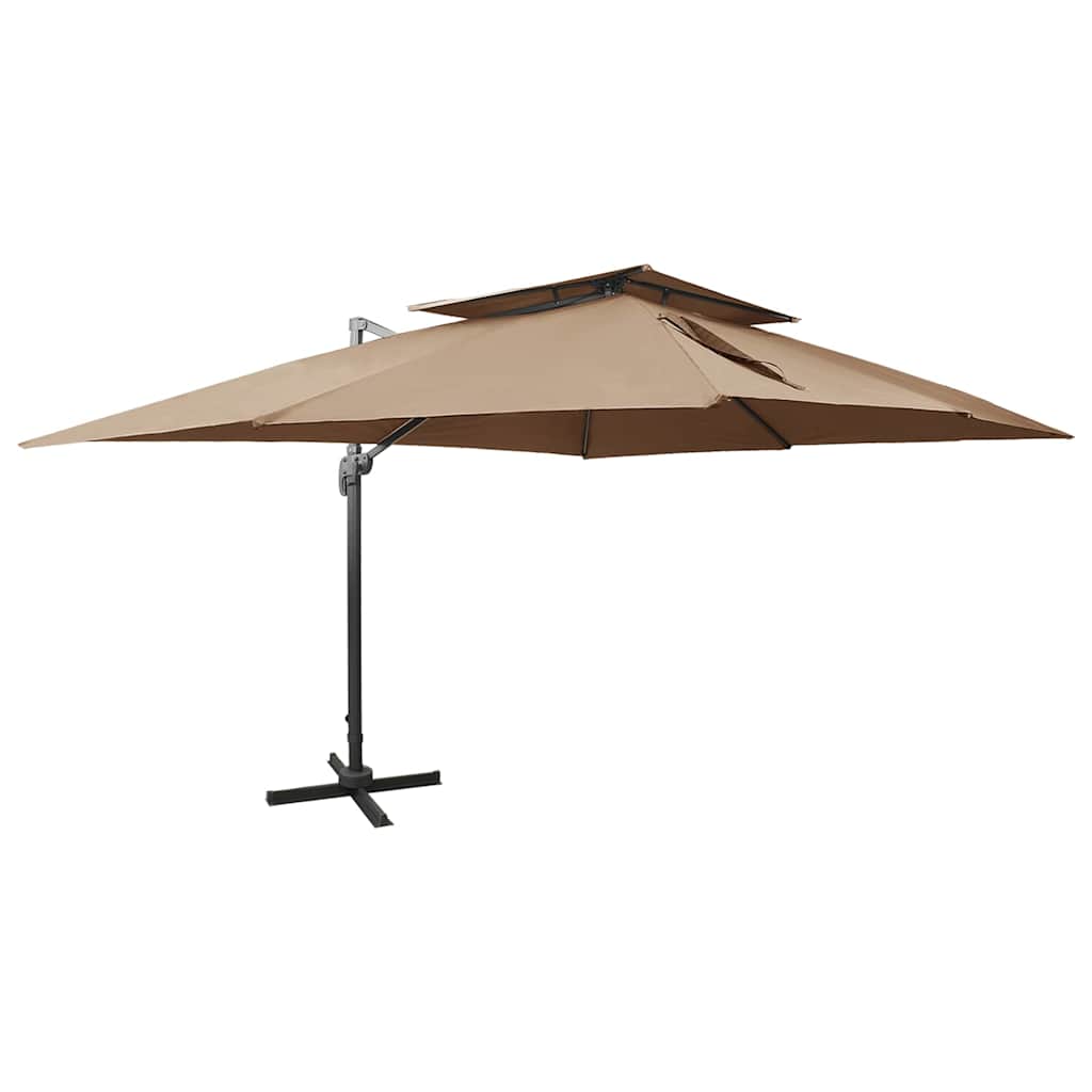 312375 vidaXL Cantilever Garden Parasol with Double Top Taupe 400x300 cm 1