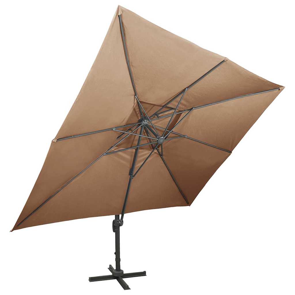 312375 vidaXL Cantilever Garden Parasol with Double Top Taupe 400x300 cm 2