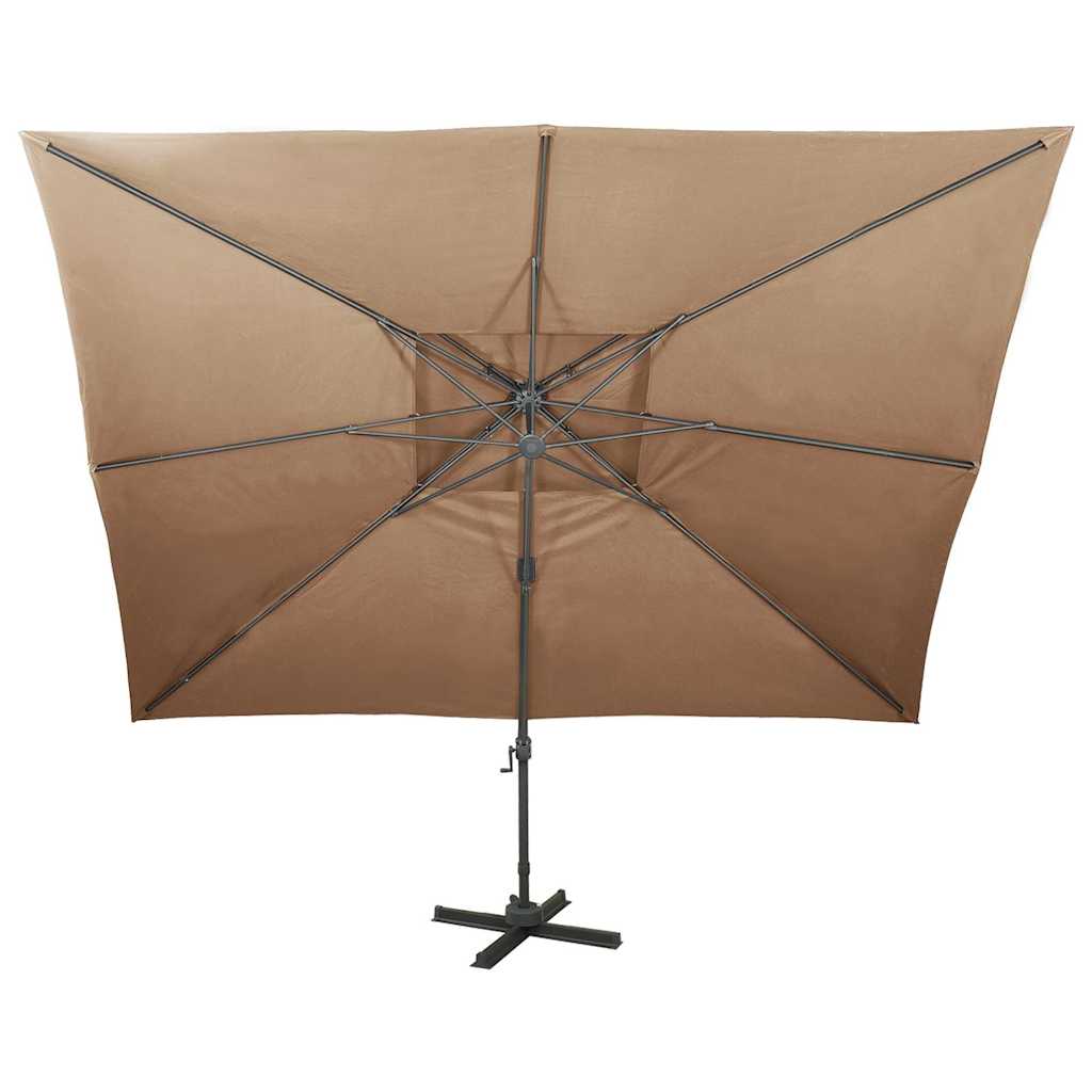 312375 vidaXL Cantilever Garden Parasol with Double Top Taupe 400x300 cm 3