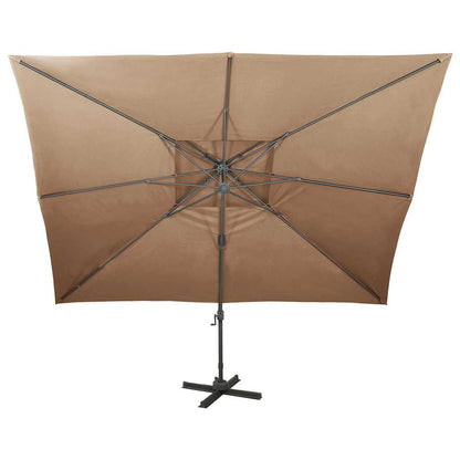 312375 vidaXL Cantilever Garden Parasol with Double Top Taupe 400x300 cm 3