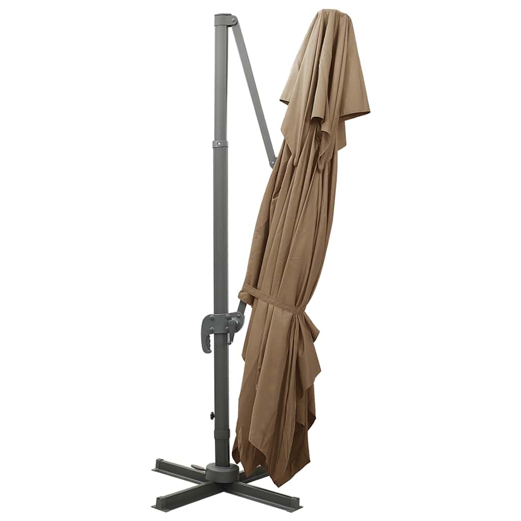 312375 vidaXL Cantilever Garden Parasol with Double Top Taupe 400x300 cm 6