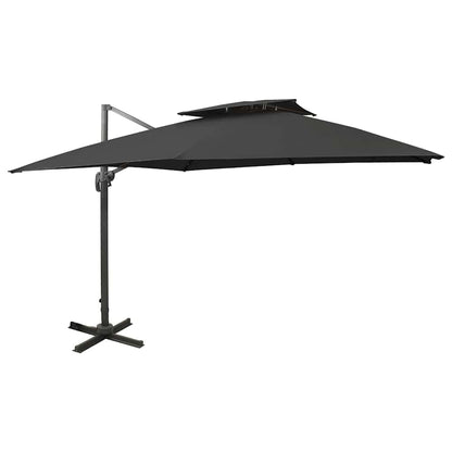 312376 vidaXL Cantilever Garden Parasol with Double Top 300x300 cm Black 1