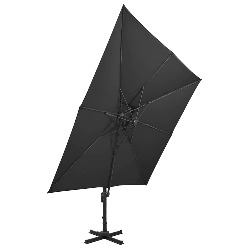 312376 vidaXL Cantilever Garden Parasol with Double Top 300x300 cm Black 2
